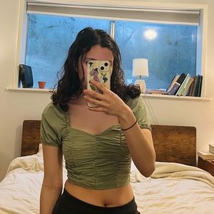 Ruffled Puff Sleeve Crop Top